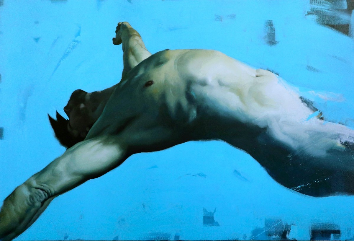 Olio su tela " Uomo nudo"-photo-3