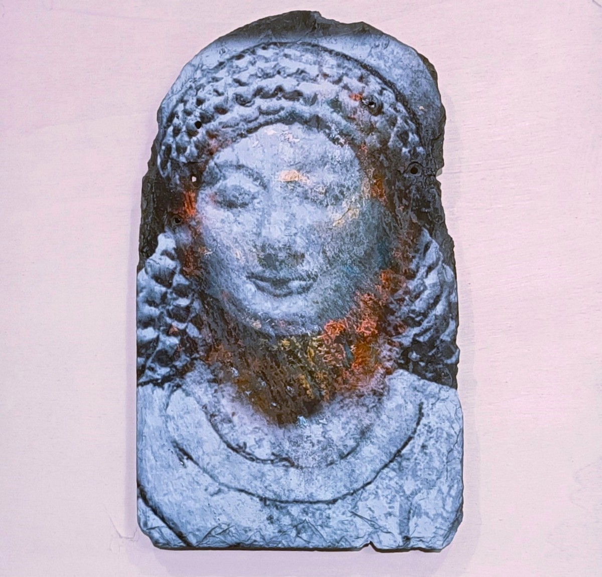 Olio su ardesia volto mitologico greco di Kore-photo-1