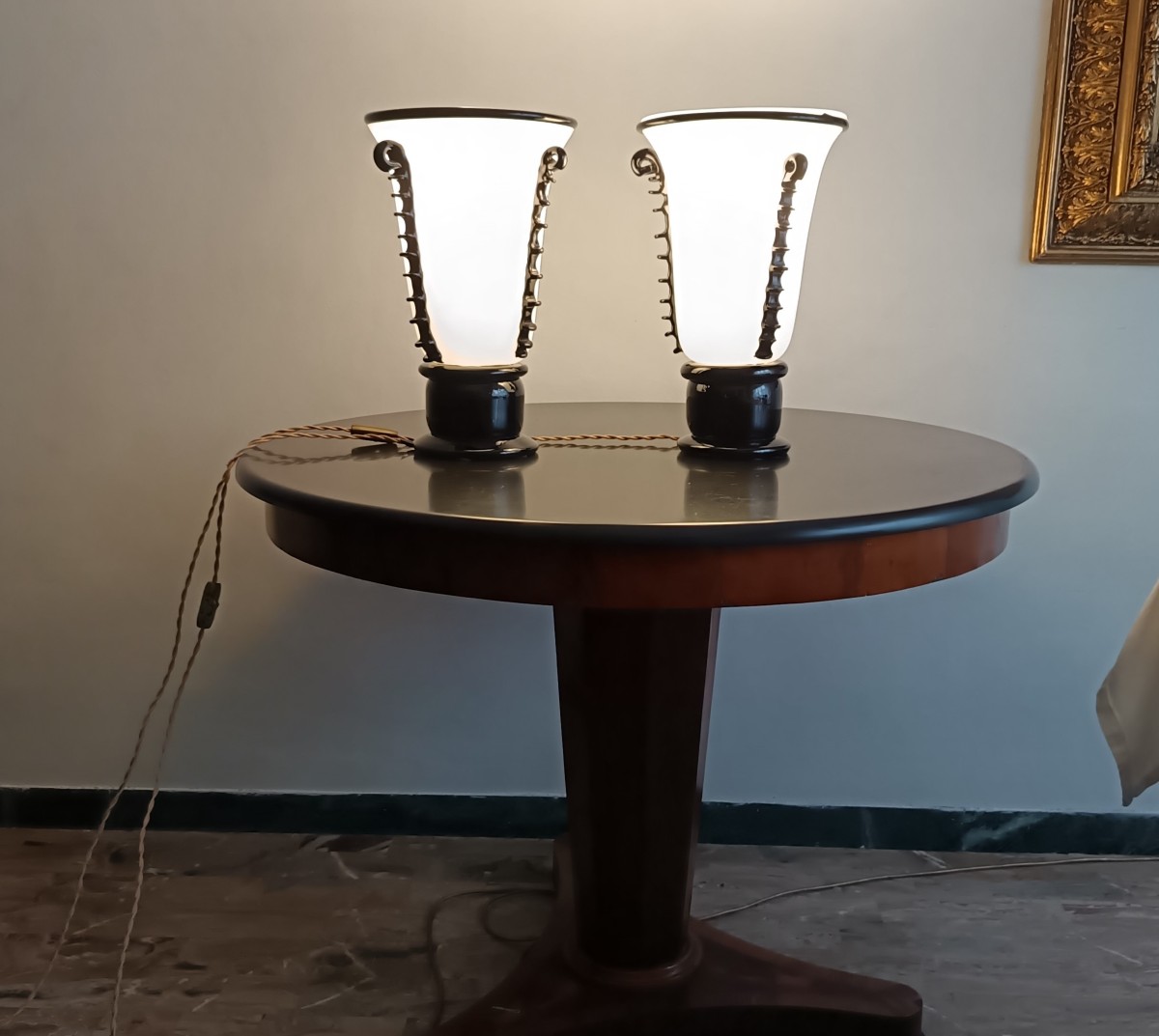 Coppia di vasi in pasta di vetro Murano 1940 Art Decò-photo-3