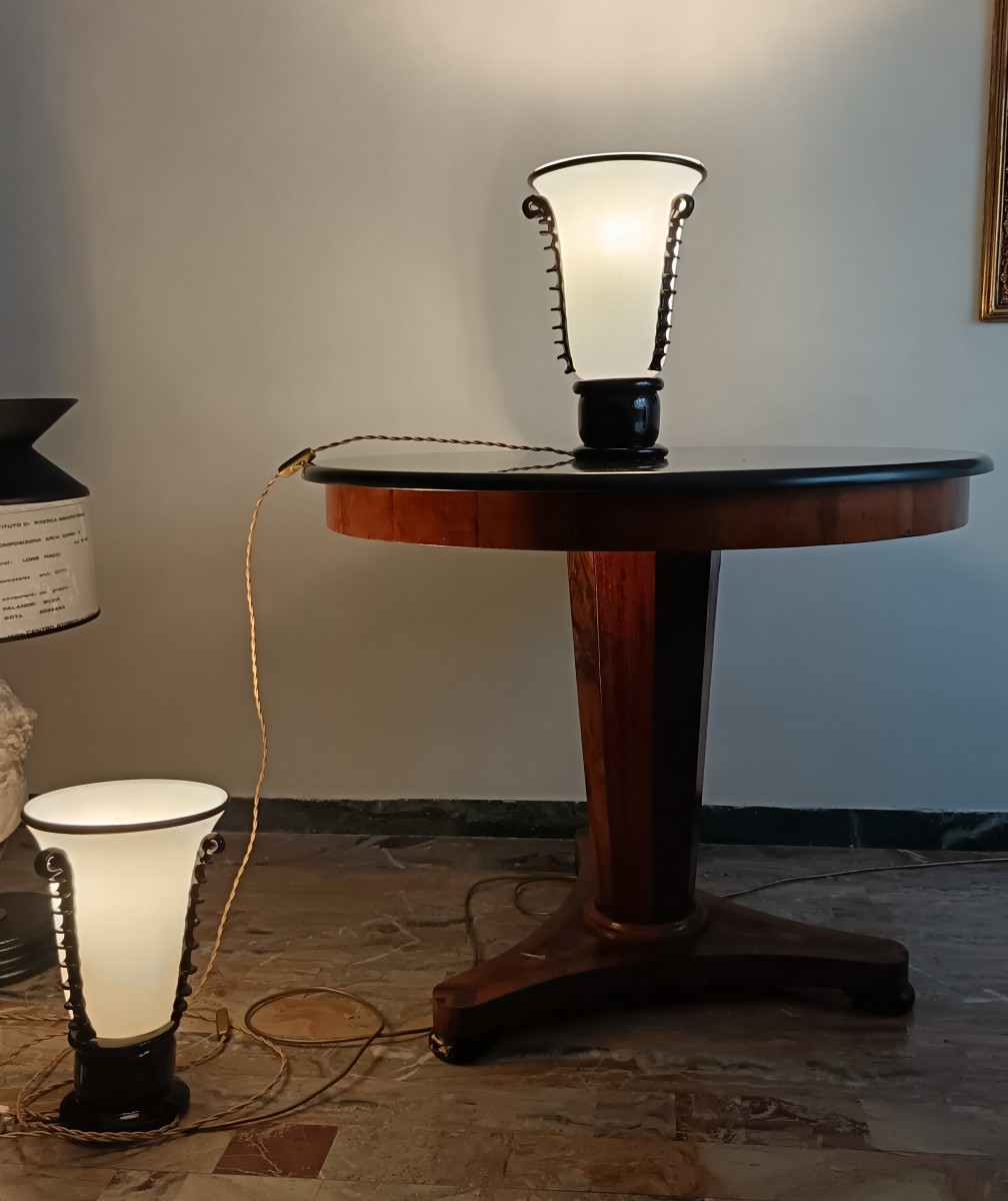 Coppia di vasi in pasta di vetro Murano 1940 Art Decò-photo-1