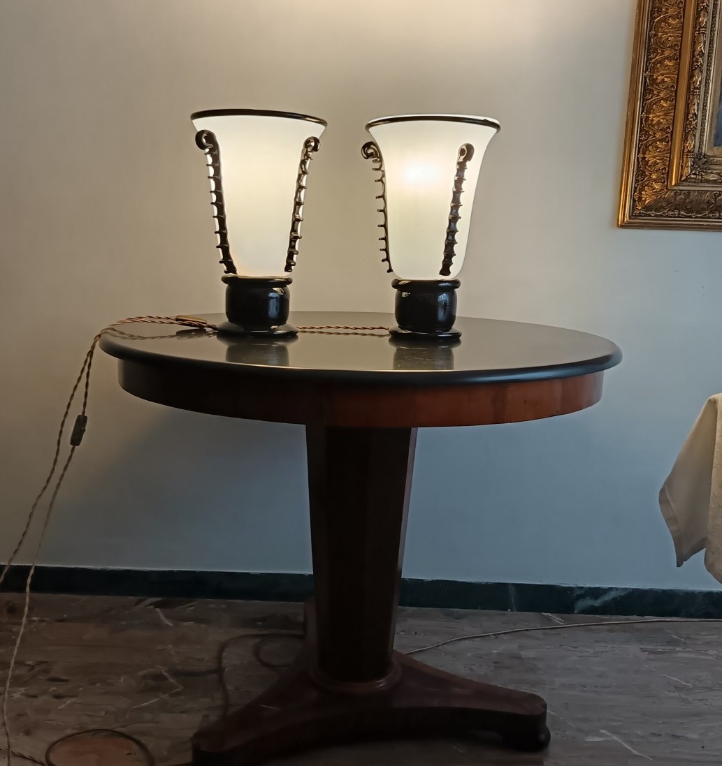 Coppia di vasi in pasta di vetro Murano 1940 Art Decò