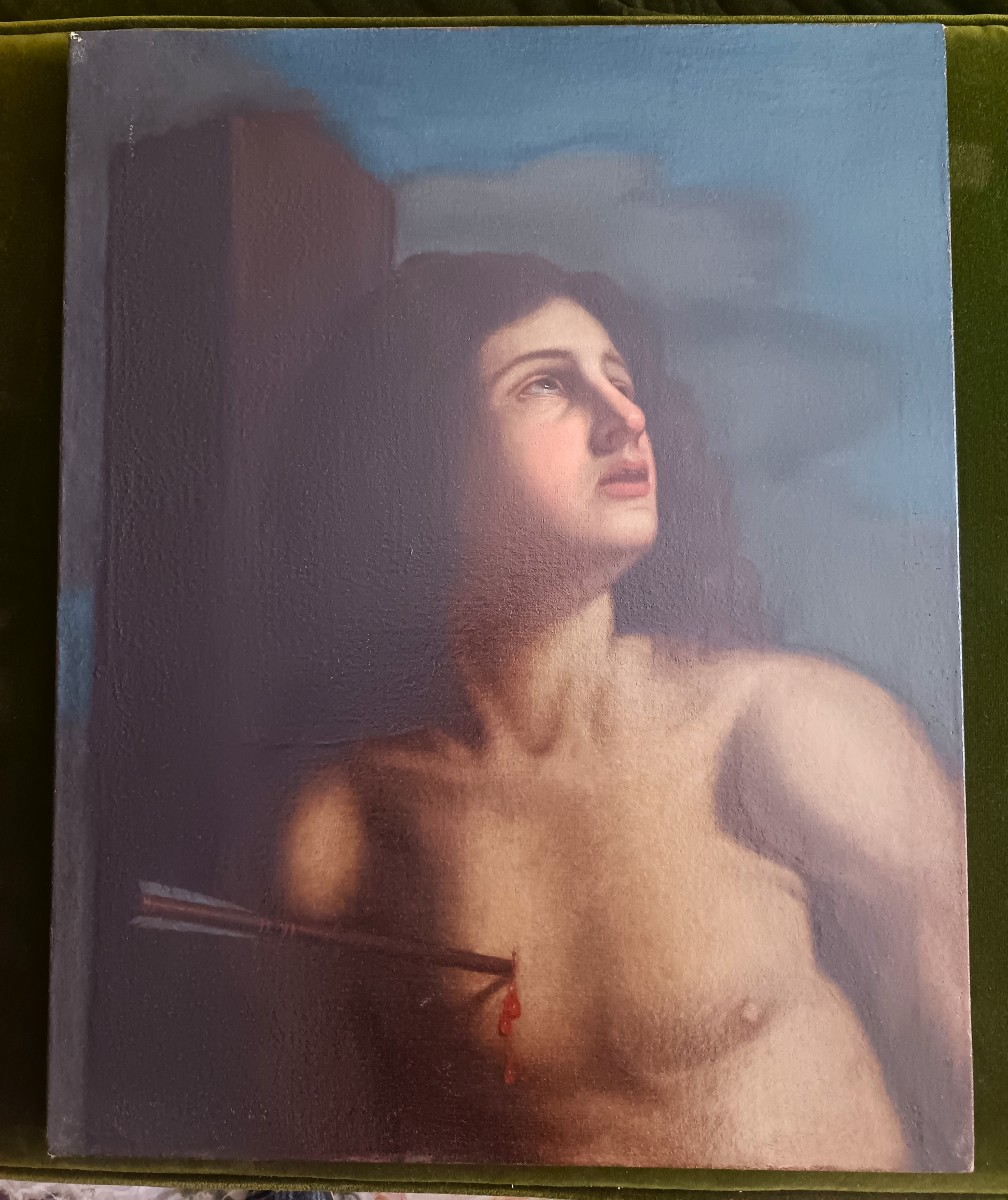 Olio su tela del 1600 – San Sebastiano, attribuito a Cesare Gennari (1637–1688)-photo-3