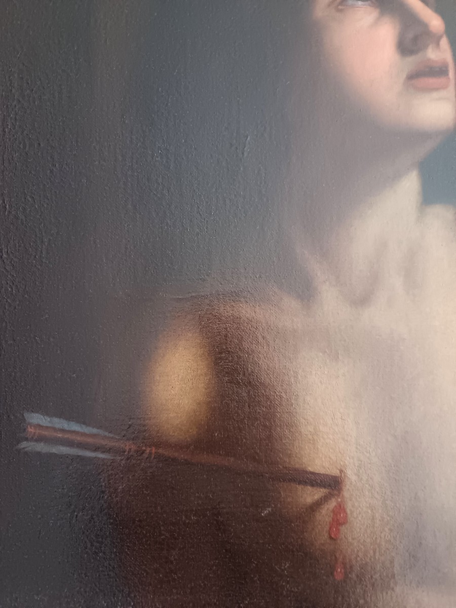 Olio su tela del 1600 – San Sebastiano, attribuito a Cesare Gennari (1637–1688)-photo-2