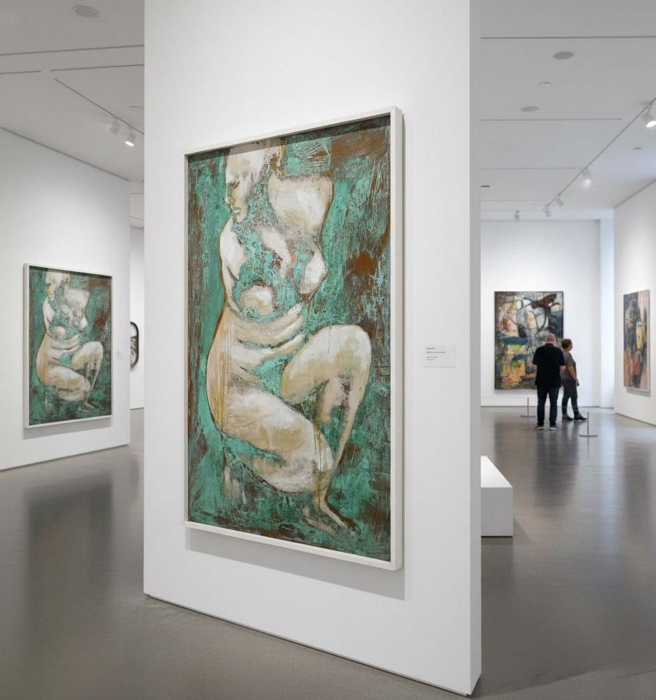 Olio su rame ossidato “Afrodite dea dell’Amore” 20 secolo-photo-2