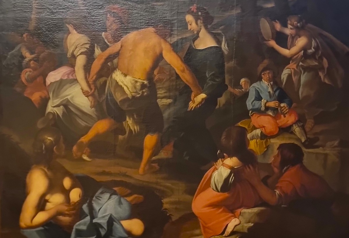 Olio su tela 600 Scena campestre con musicanti – scuola di Francesco Guarini (1611‑1654)-photo-2