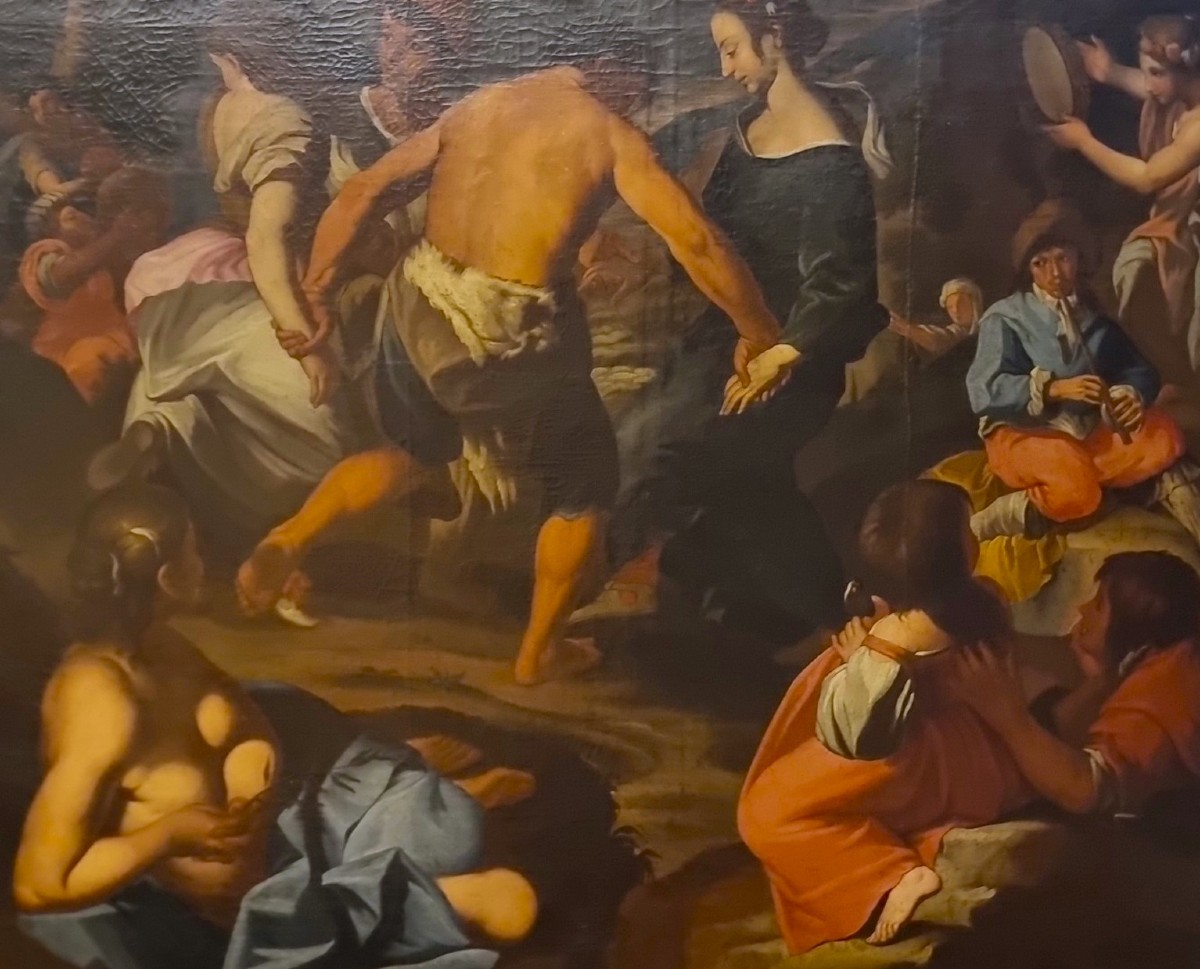 Olio su tela 600 Scena campestre con musicanti – scuola di Francesco Guarini (1611‑1654)-photo-4