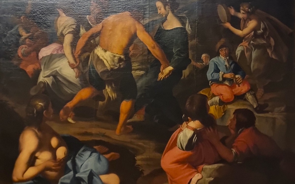 Olio su tela 600 Scena campestre con musicanti – scuola di Francesco Guarini (1611‑1654)-photo-5