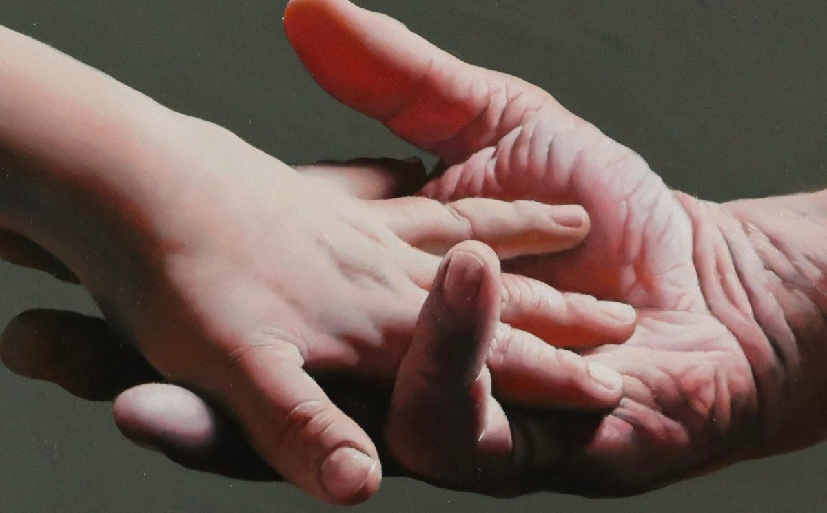 Context Art Miami Olio su tela” Hands of my Sun ”  al confine con l’iperrealismo-photo-3