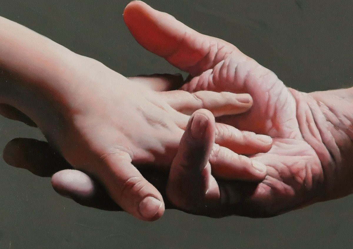 Context Art Miami Olio su tela” Hands of my Sun ”  al confine con l’iperrealismo-photo-1