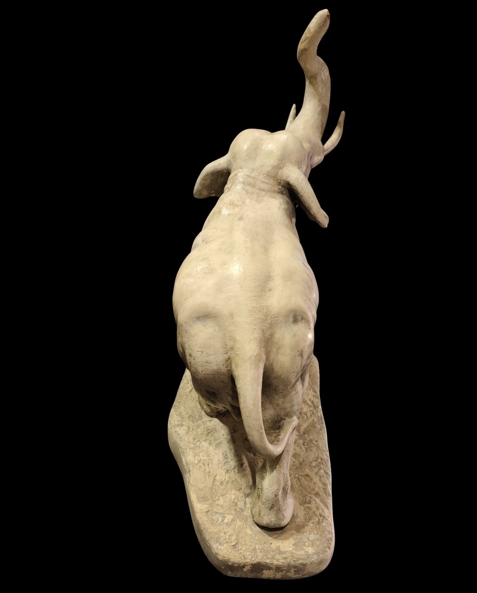 Elefante anni 40 Art Decò in terracotta e gesso-photo-5