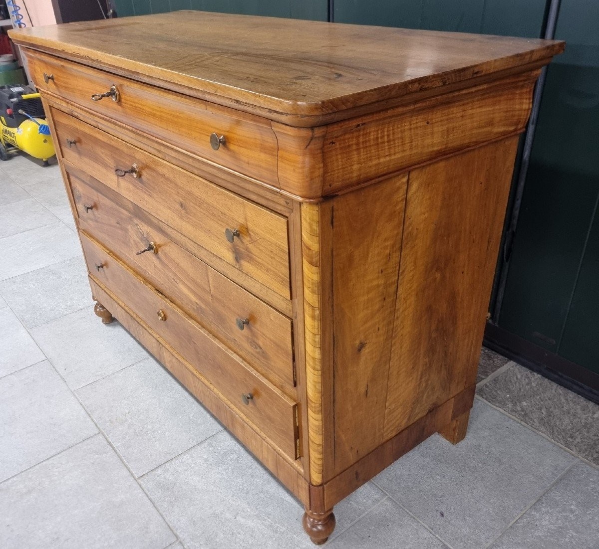 Cassettone Veneto noce chiaro e ciliegio del 1850 a 4 cassetti -photo-3