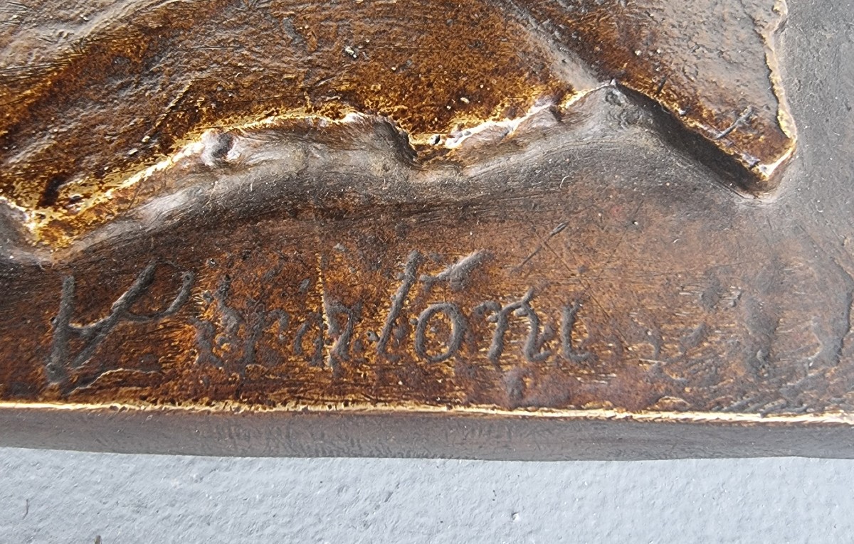 Scultura in bronzo '900 Prete che strangola un tacchino firmato-photo-6