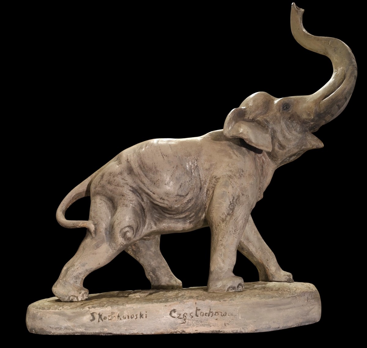 Elefante anni 40 Art Decò in terracotta e gesso-photo-5