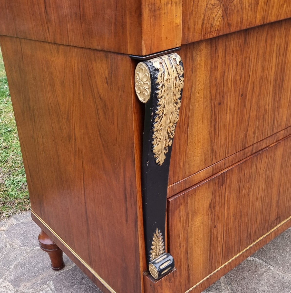 Cassettone Impero 1820 noce lastronato Lago di Garda-photo-2