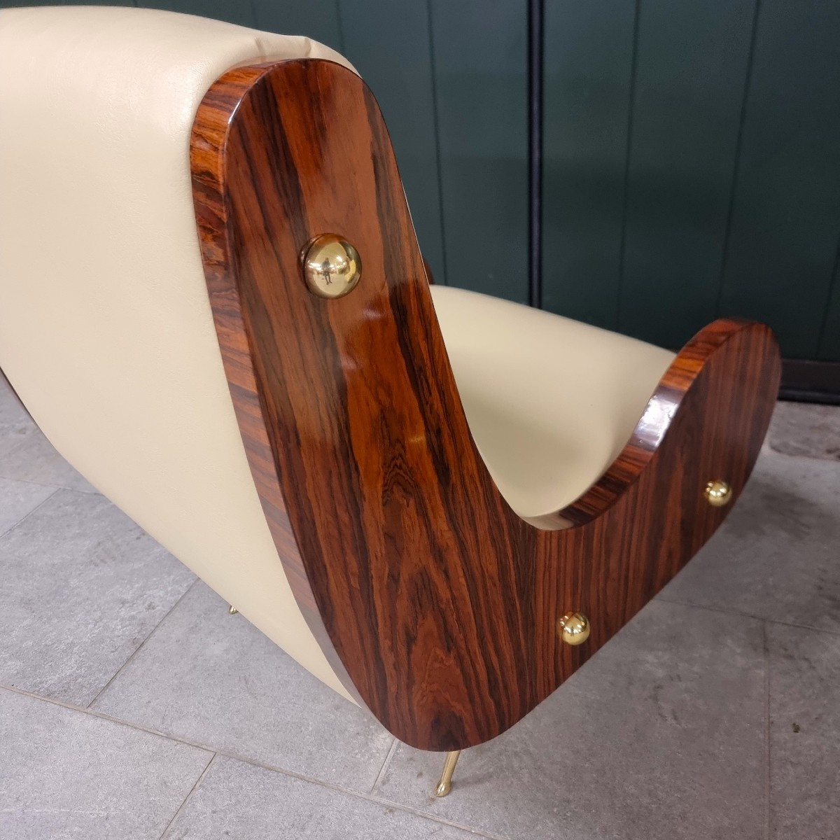 Coppia di poltrone stile vintage Art Decò braccioli in noce canaletto-photo-1