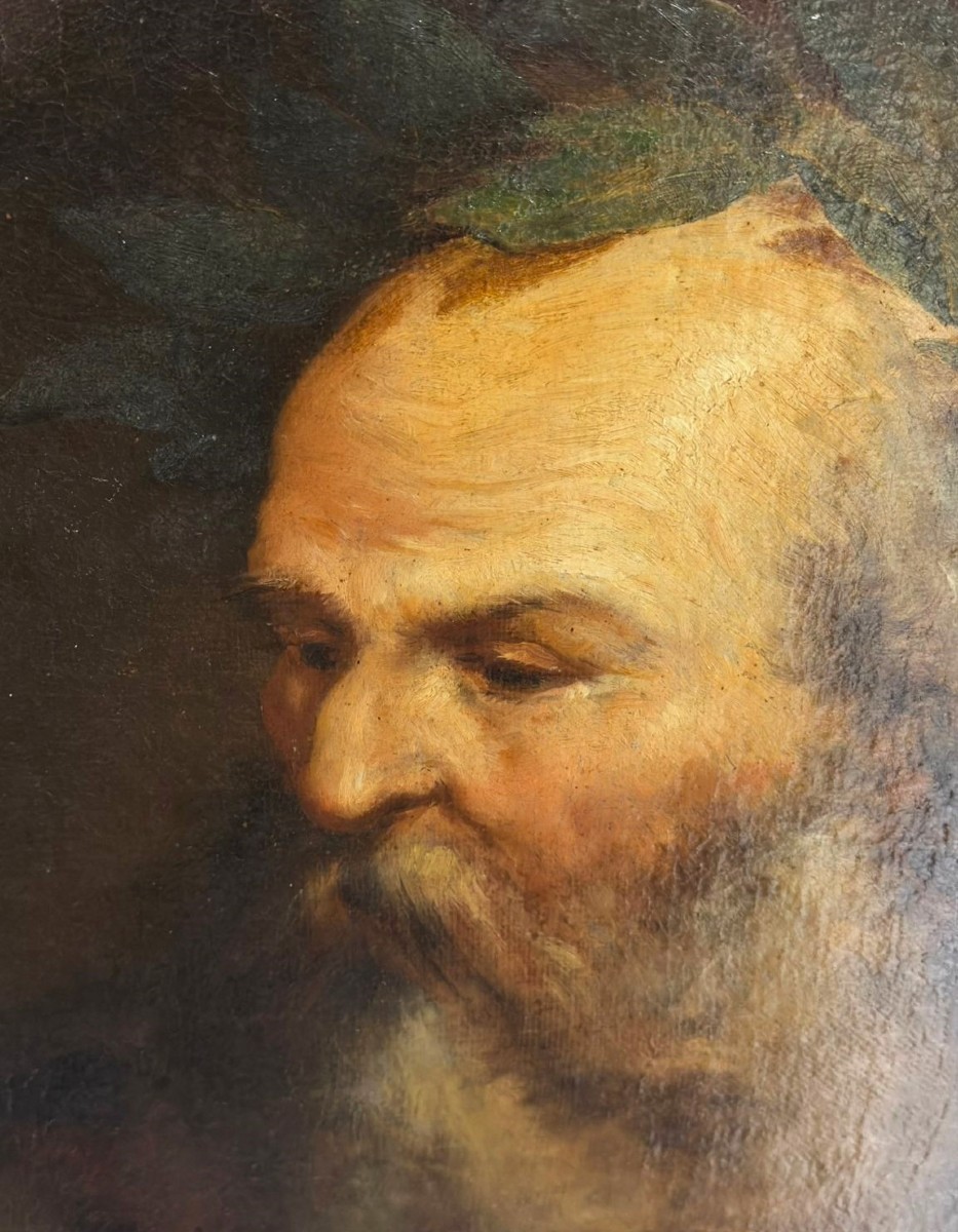 Olio su tela del 600 Archimede da Siracusa ambito Luca Giordano 1634-1705-photo-3
