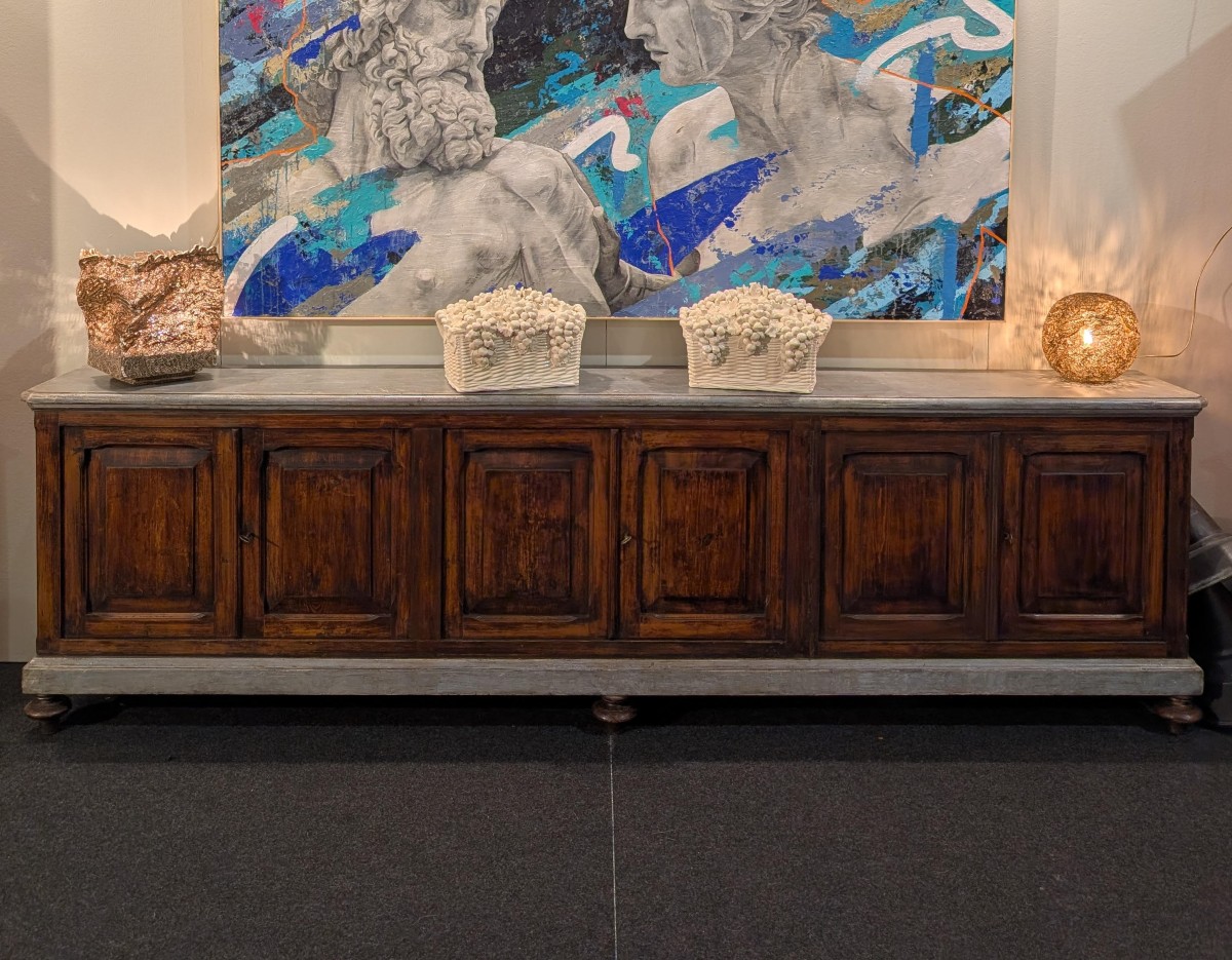 Credenza a 6 porte in legno di pino massello fine 800-photo-2