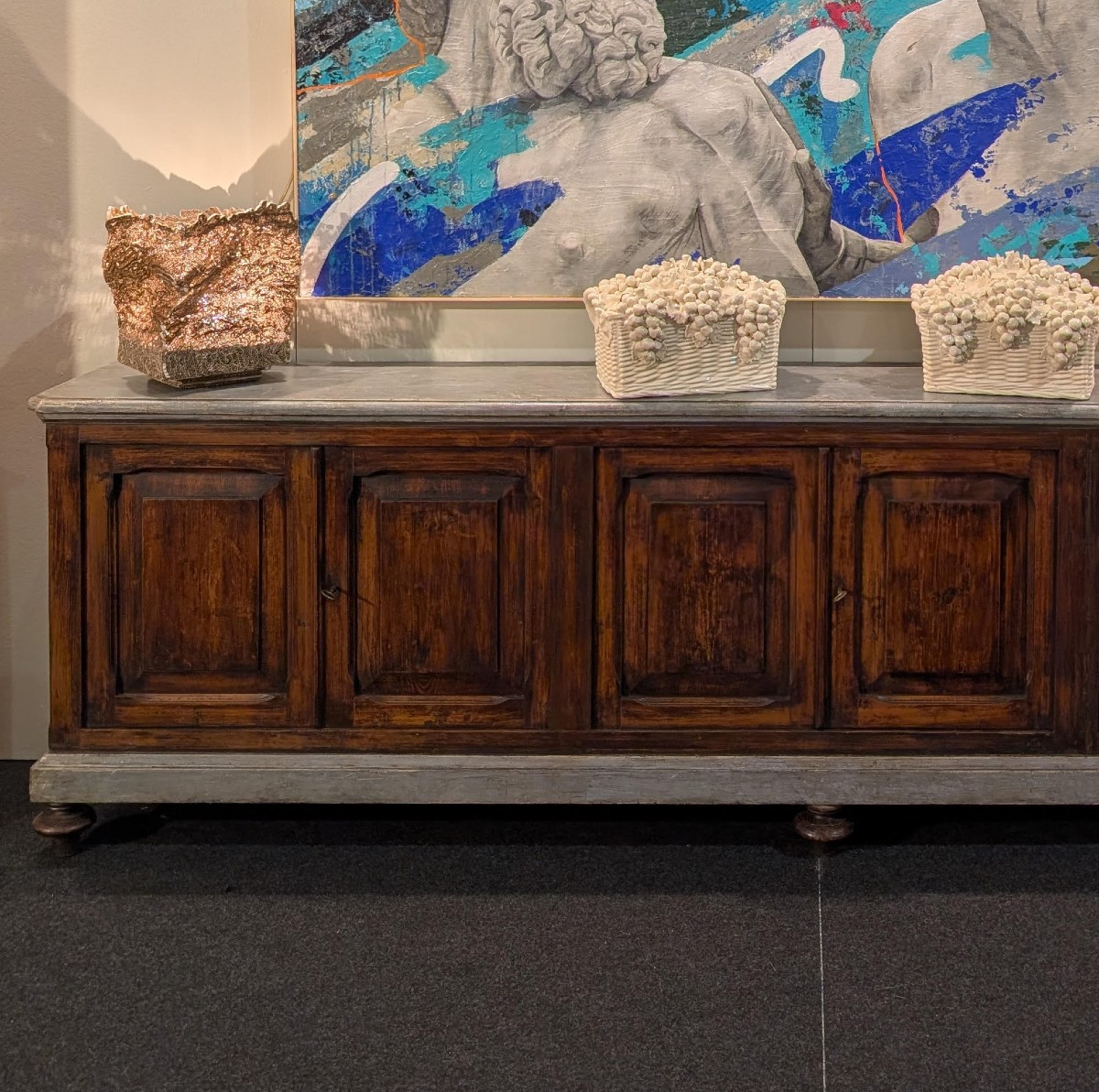 Credenza a 6 porte in legno di pino massello fine 800-photo-4