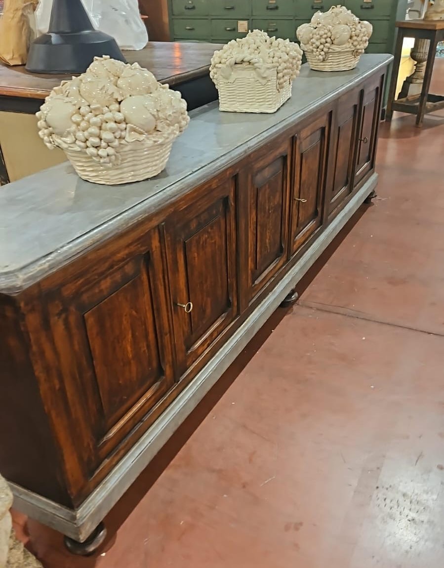 Credenza a 6 porte in legno di pino massello fine 800