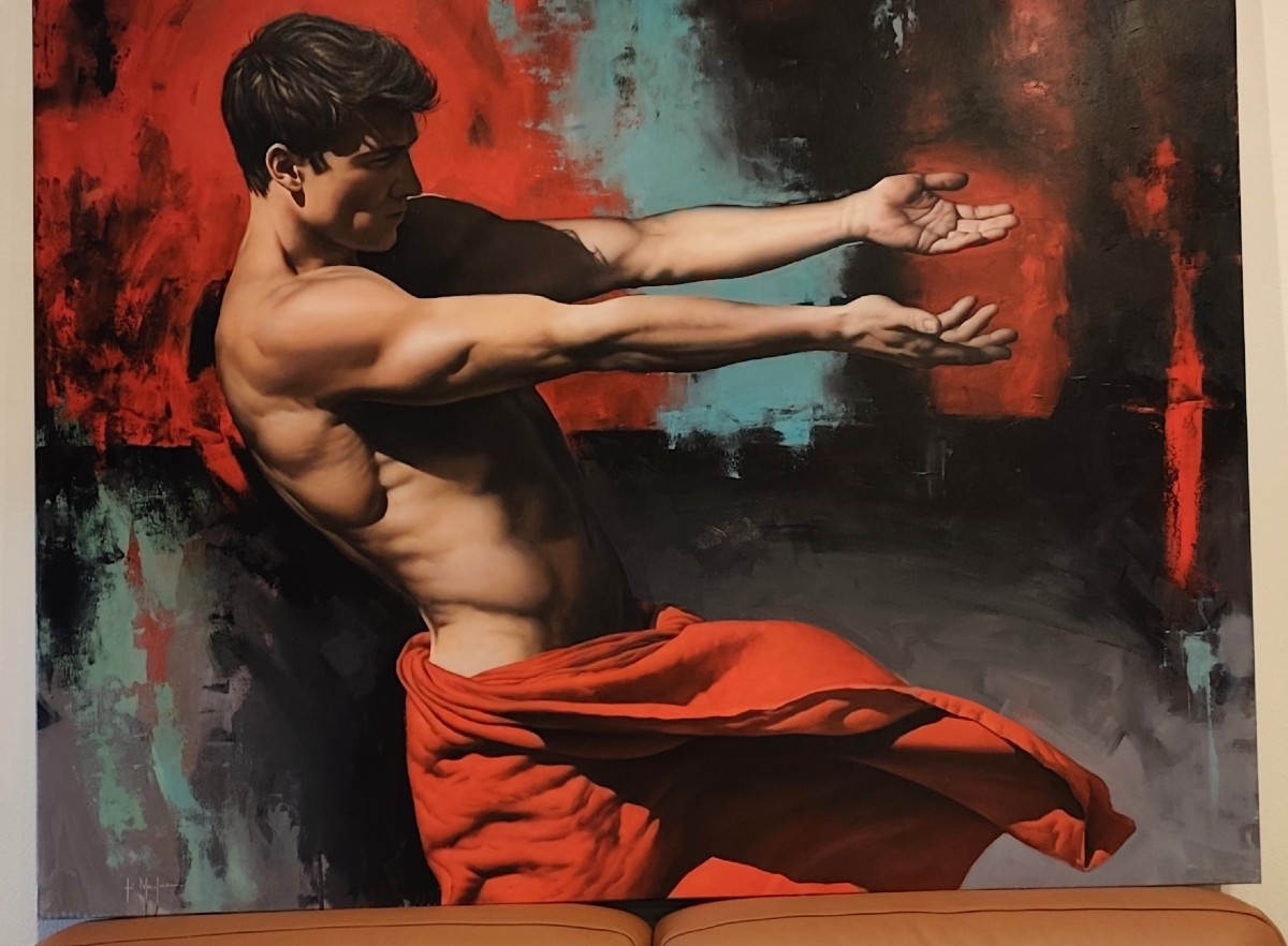 Olio su tela energia dell'uomo e della donna pittura realista-photo-3