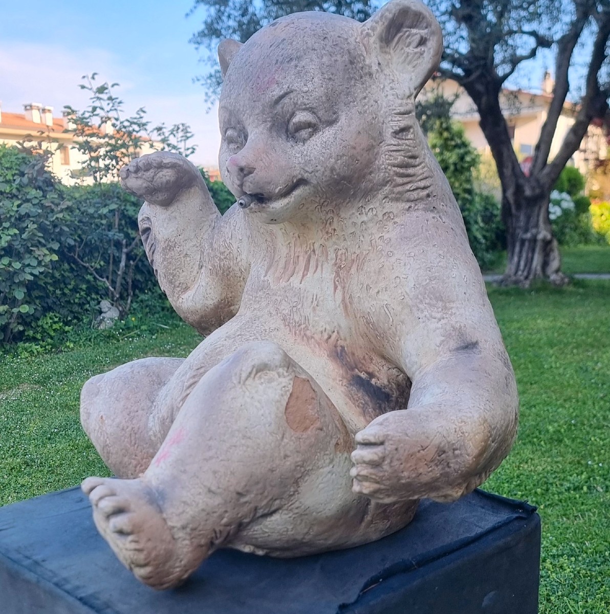 Orsetto in terracotta del 1900 firmato Heissner-photo-3