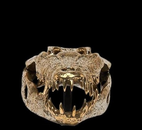 Testa di coccodrillo in bronzo dorato-photo-4