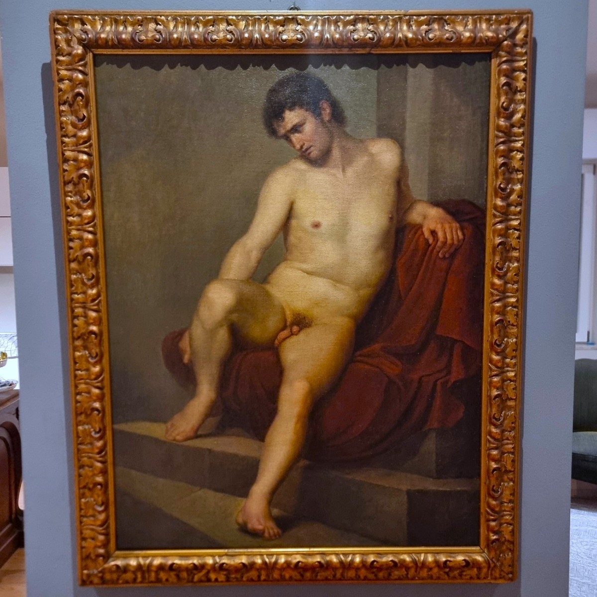 Olio su tela nudo di giovine del 1820 Francesco Hayez 1791-1882