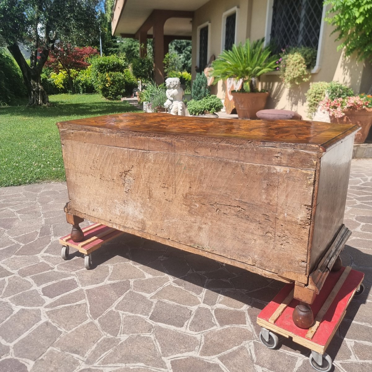 Cassettone ferrarese del 700 in radica di noce-photo-7