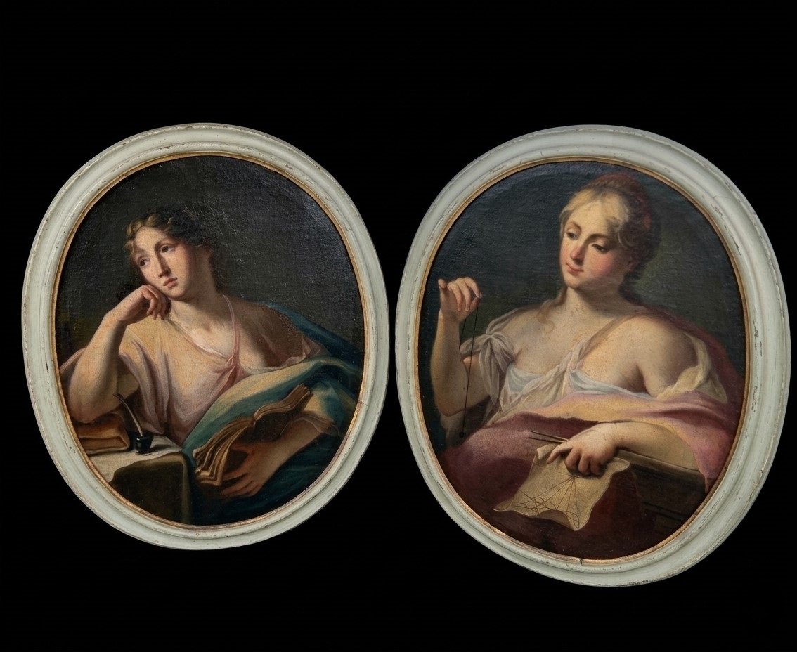 4 dipinti su tela Allegoria Arti e Mestieri Lorenzo Pasinelli 1629-1700-photo-3