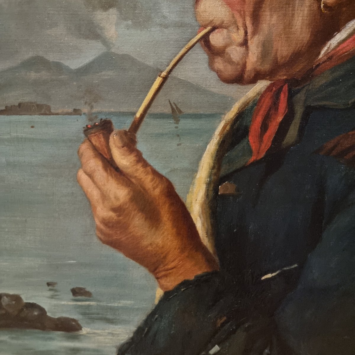 Pescatore napoletano pittura dell’800 firmato Duranti alta qualità-photo-3