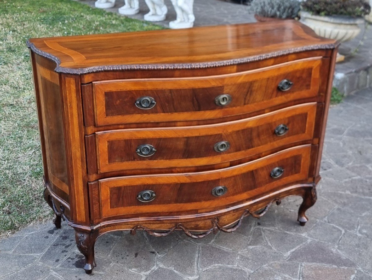 Cassettone Veneziano in Noce dell’800 con Intarsi in Palma-photo-1
