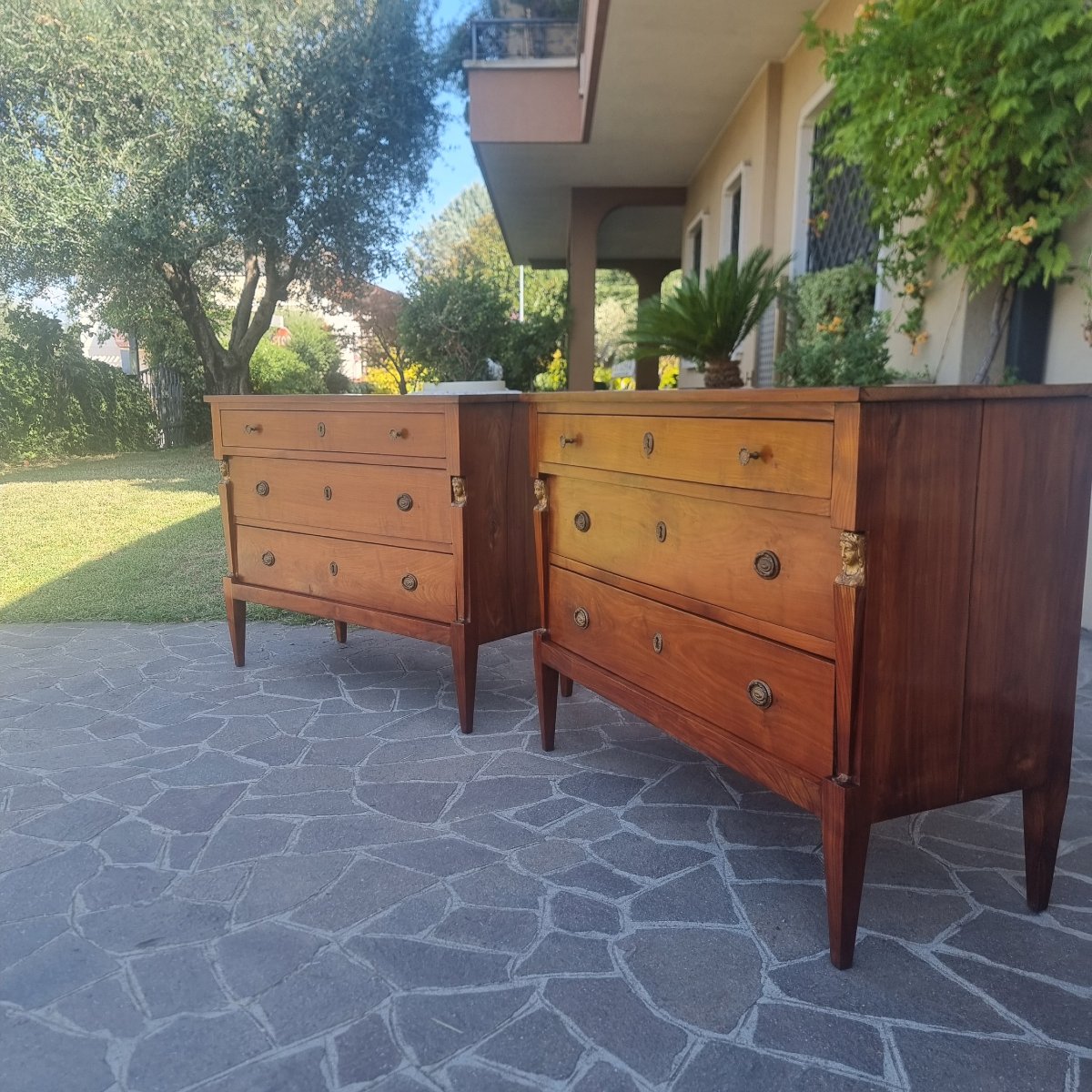 Coppia di cassettoni in ciliegio 1820 Ritorno dall’Egitto-photo-3