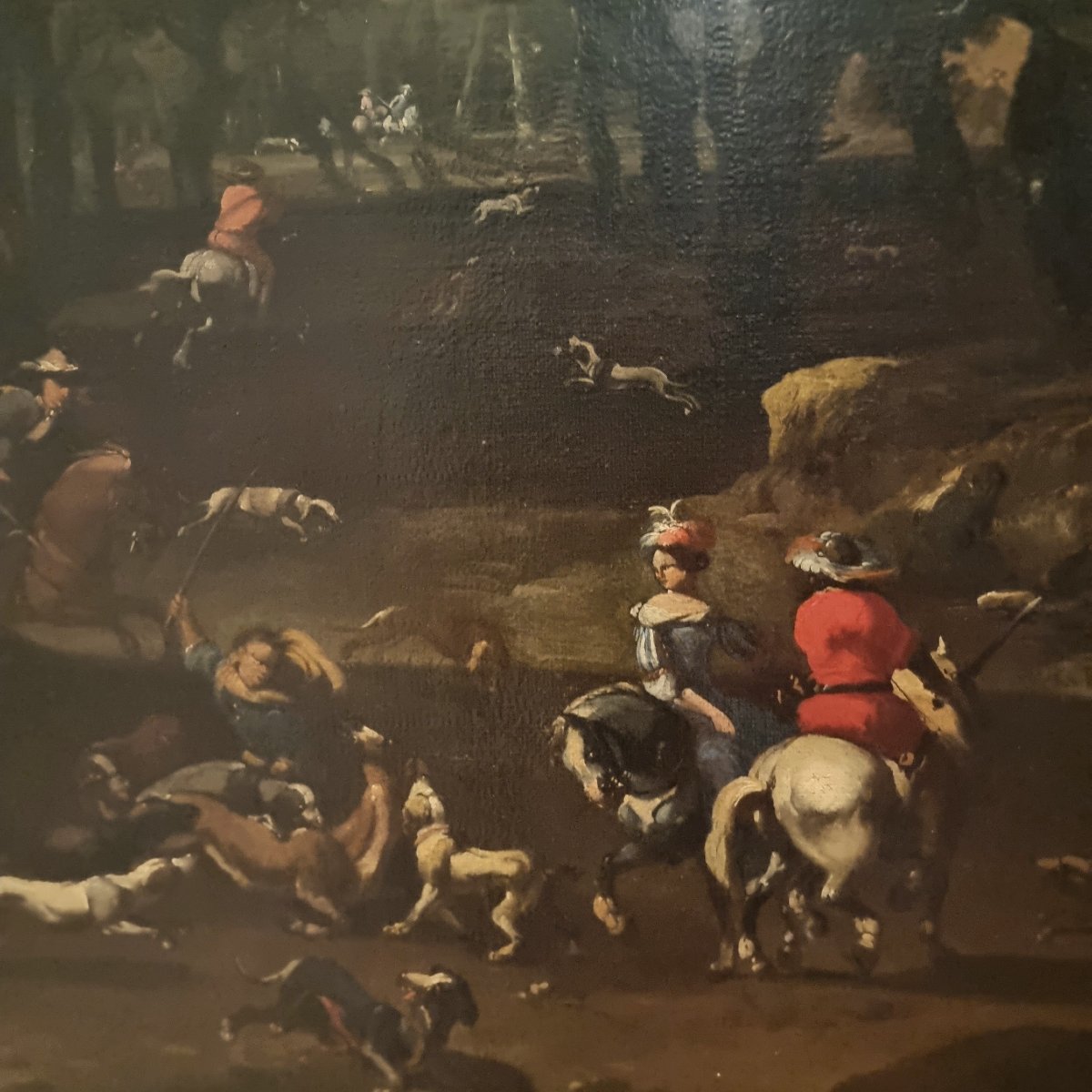 Olio su tela del 600 Paesaggio con personaggi Jan van Bloemen 1662-1749-photo-3