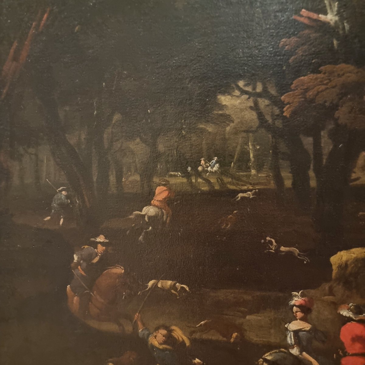 Olio su tela del 600 Paesaggio con personaggi Jan van Bloemen 1662-1749-photo-4