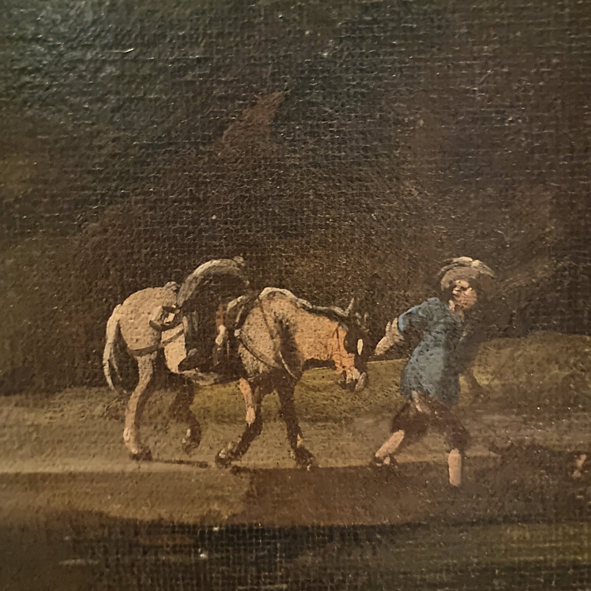 Olio su tela del 600 Paesaggio con personaggi Jan van Bloemen 1662-1749-photo-2