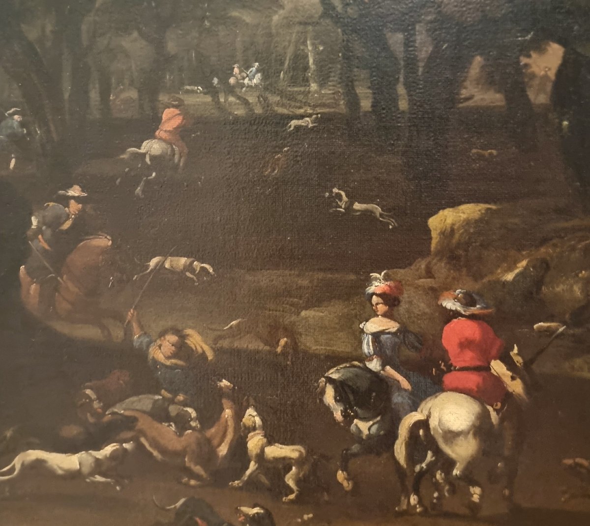 Olio su tela del 600 Paesaggio con personaggi Jan van Bloemen 1662-1749-photo-3