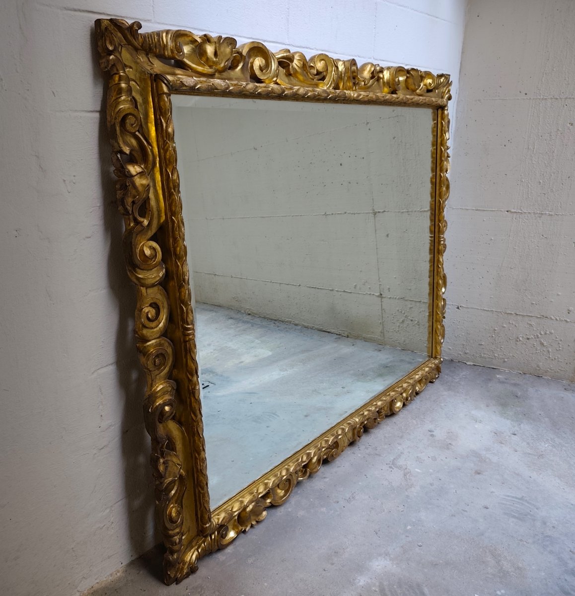 Specchiera lignea barocco del 700 in oro foglia da palazzo nobile Roma-photo-3