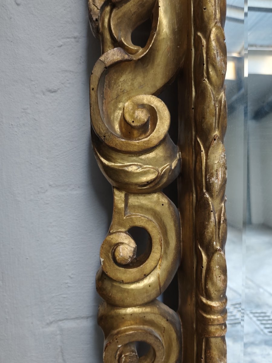 Specchiera lignea barocco del 700 in oro foglia da palazzo nobile Roma-photo-3