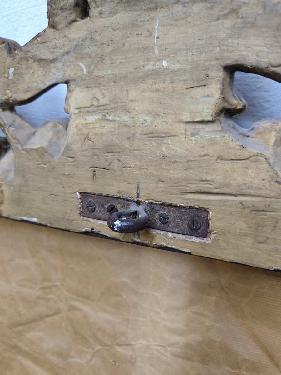 Specchiera lignea del 600 in oro foglia da palazzo nobile Roma-photo-6