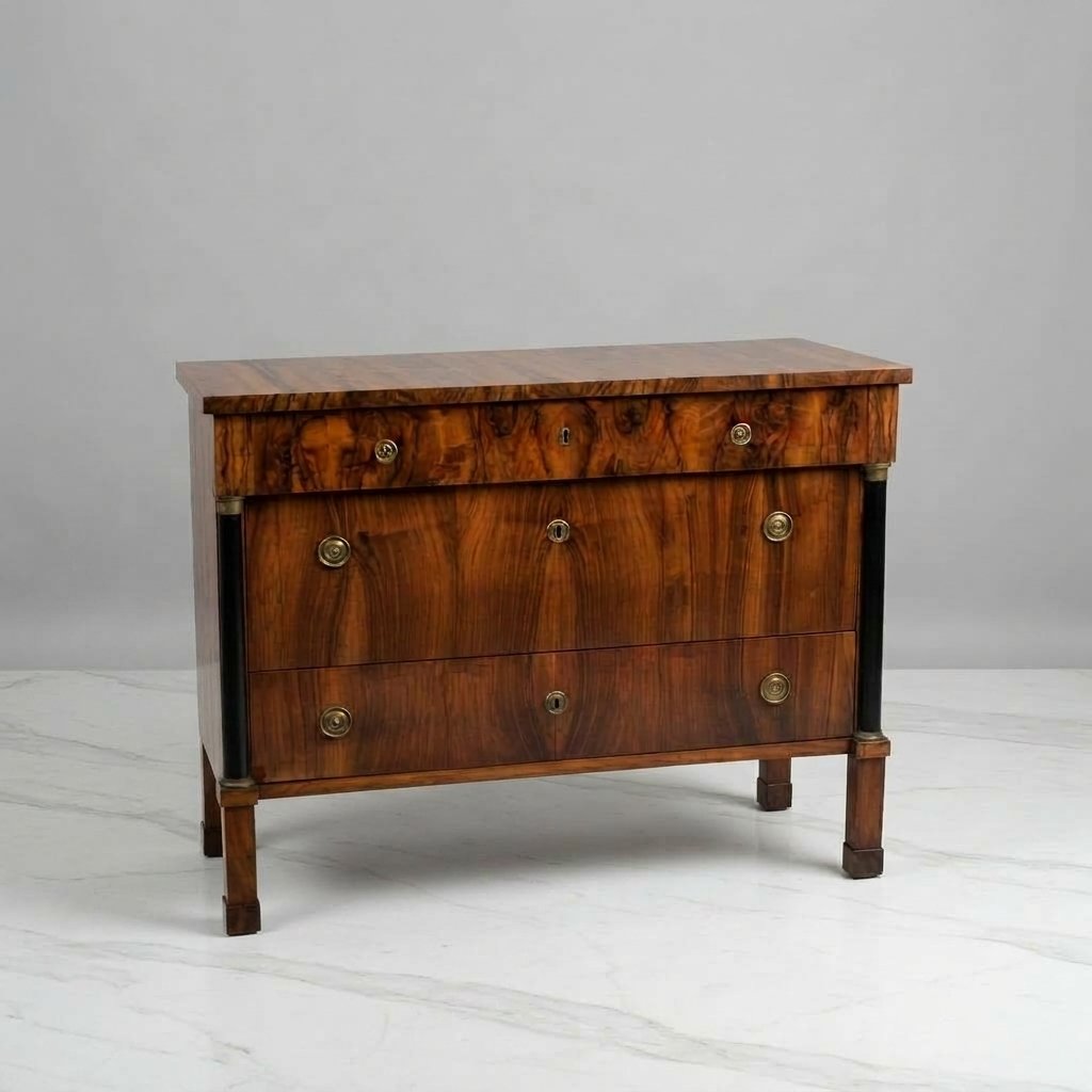 Coppia di Cassettoni 1820 Impero impiallacciati in noce-photo-3