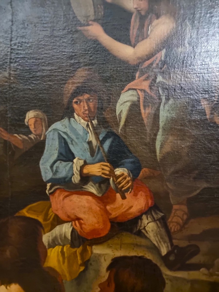 Olio su tela del 600 Festa danzante con personaggi ambito Nicolas Poussin (1594–1665)-photo-3