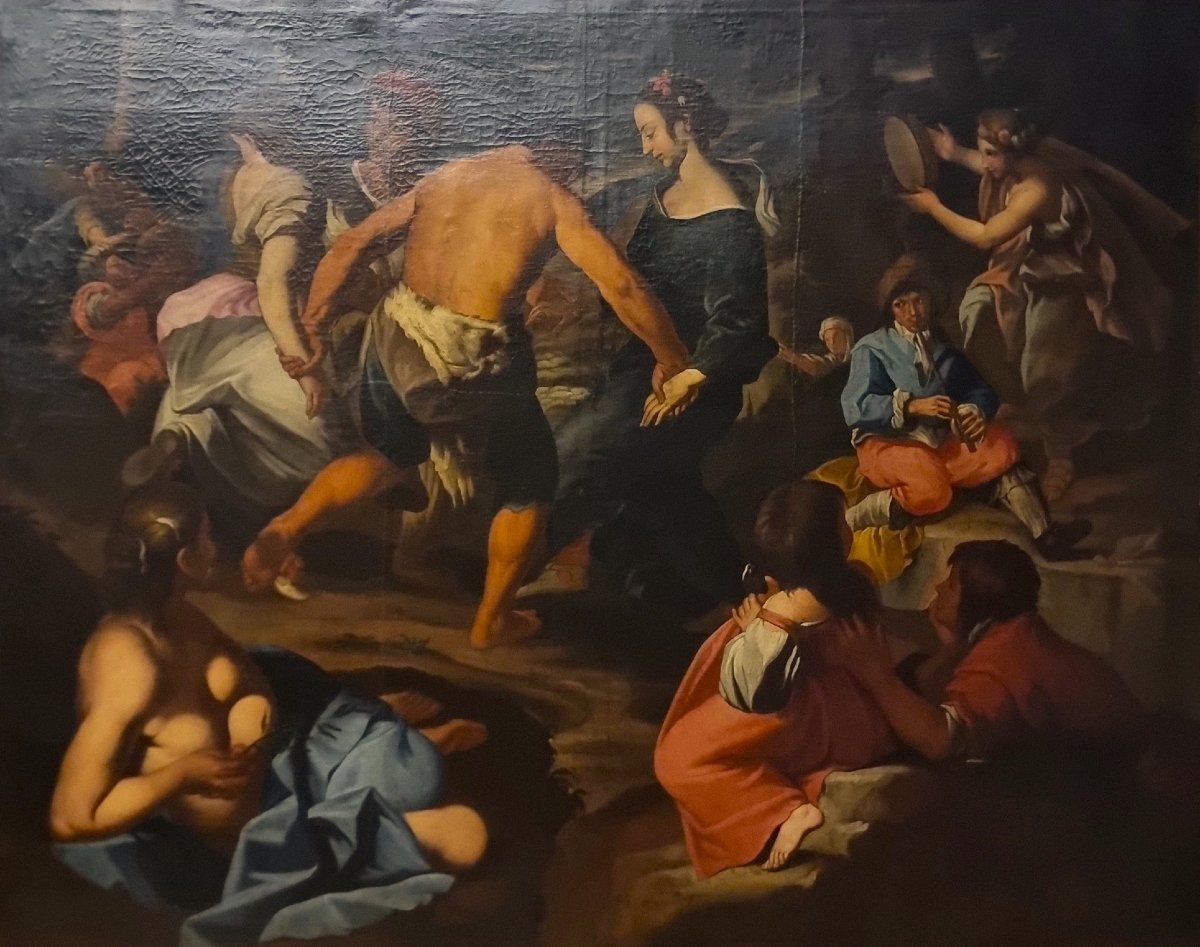 Olio su tela del 600 Festa danzante con personaggi ambito Nicolas Poussin (1594–1665)-photo-2