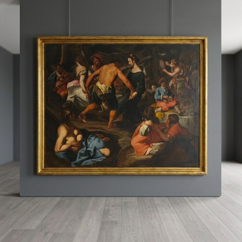 Olio su tela del 600 Festa danzante con personaggi ambito Nicolas Poussin (1594–1665)-photo-5