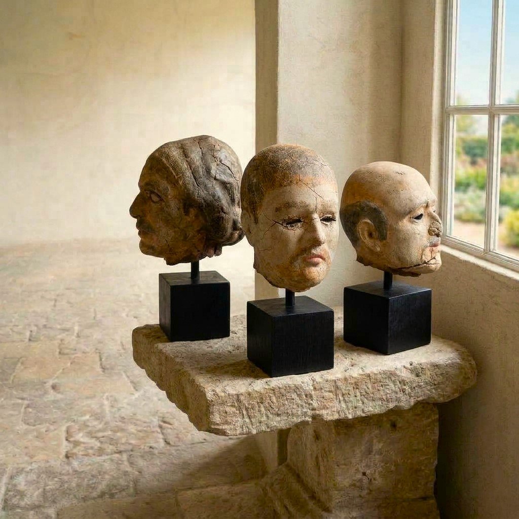 Trittico di teste sceniche da teatro del 1940-photo-3