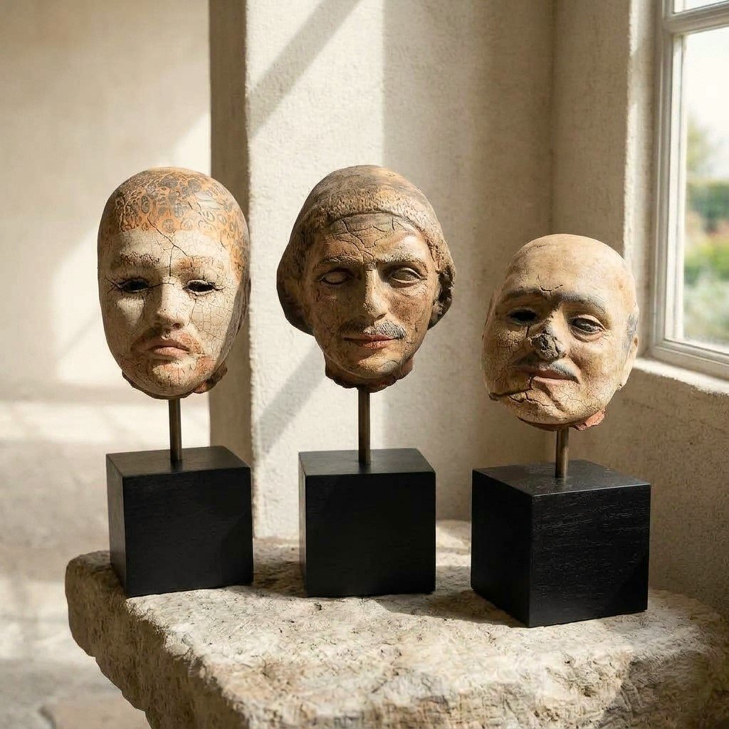 Trittico di teste sceniche da teatro del 1940