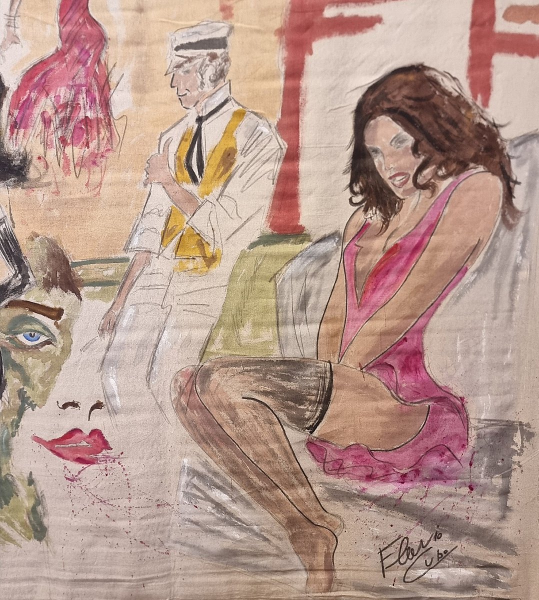 Corto Maltese tela del 1980 pittura acrilico-photo-2