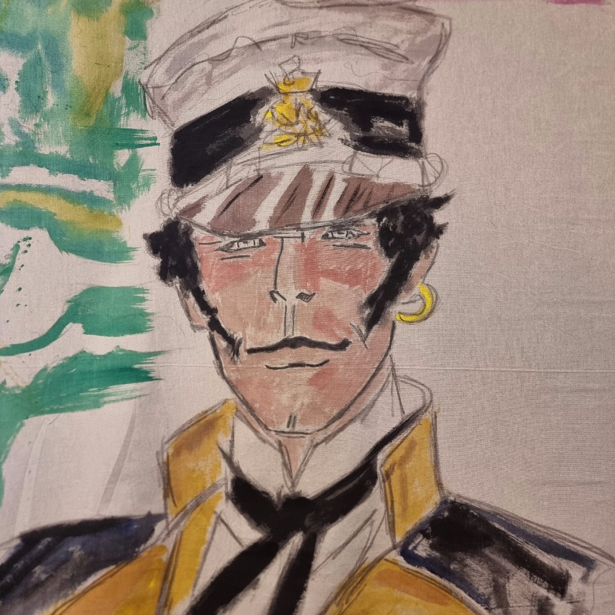 Corto Maltese tela del XX Secolo pittura acrilico Vintage-photo-3