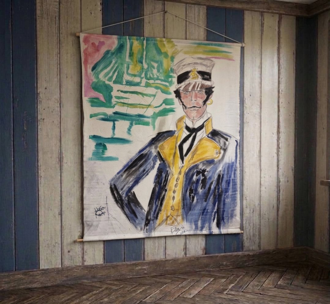 Corto Maltese tela del XX Secolo pittura acrilico Vintage