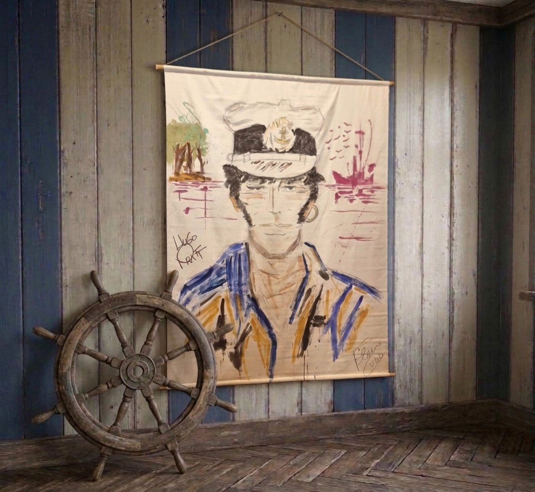 Corto Maltese tela del XX Secolo pittura acrilico Vintage-photo-4