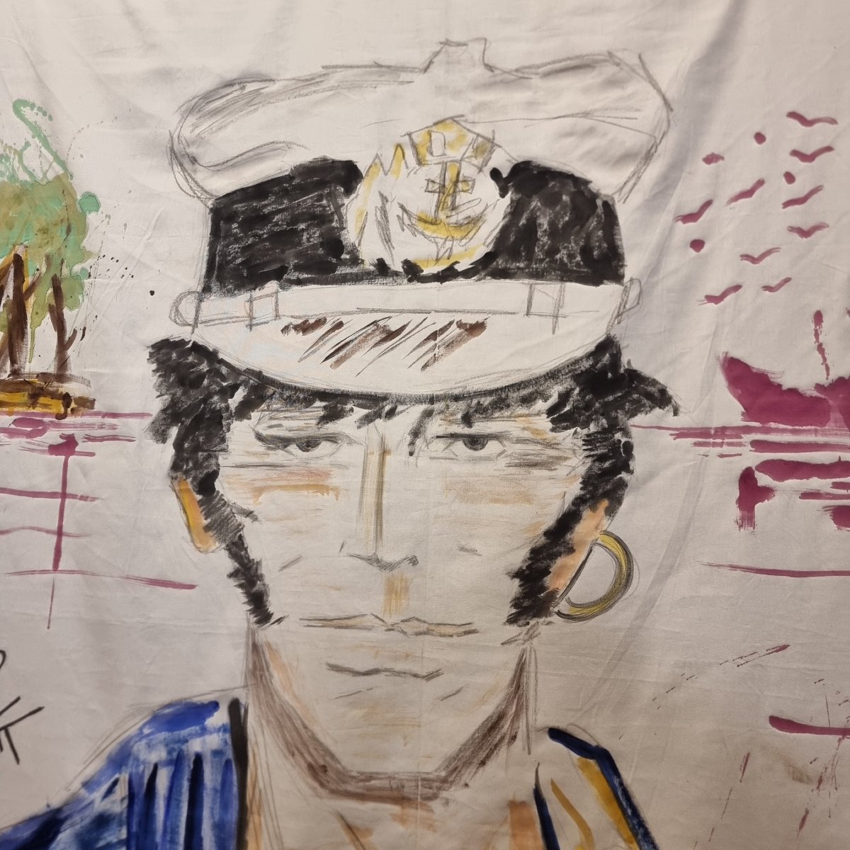 Corto Maltese tela del XX Secolo pittura acrilico Vintage-photo-3